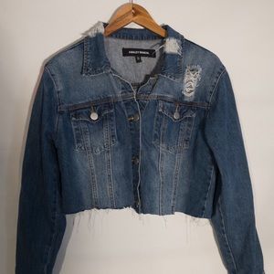 Dark Wash Distressed Jean Jacket